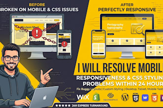 resolve mobile responsiveness and CSS styling problems within 24 hours