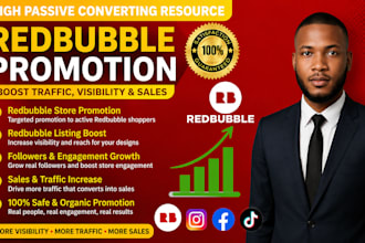 promote your redbubble, poshmark store or hotmart products