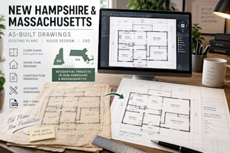 create new hampshire and massachusetts as built drawings and floor plans