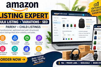 amazon bulk product variation title parent child listing optimization creation