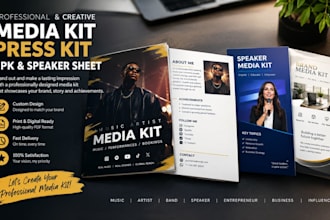 design a professional media kit, press kit, epk, design media kit speaker sheet