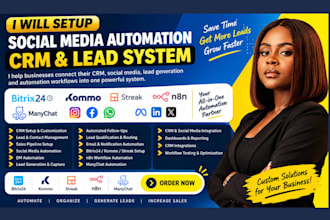 setup social media automation crm coaches bitrix24 kommo streak leads n8n ads