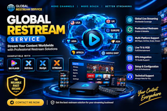 create best global restream service suitable for ibo player,xui one,xcript xtrea