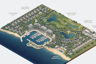 create luxury property maps, real estate masterplans, and community development
