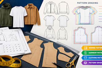 create sewing pattern, garment pattern, clothing pattern and pattern grading