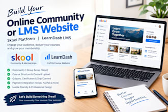 setup skool community website, learndash course creation and lms setup
