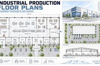 design industrial production building floor plans blueprint package cad