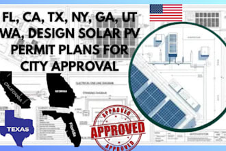 fl, ca, tx, ny, ga, ut wa, design solar pv permit plans for city approval