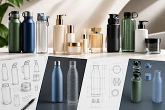 design custom bottles, water bottles, cosmetic bottles, containers and packages