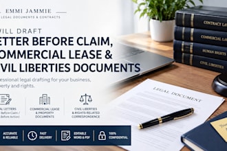draft letter before claim commercial lease and civil liberties documents