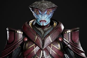 model 3d alien character for videogame,ue5 epic skeleton rig, uv map texture,fbx