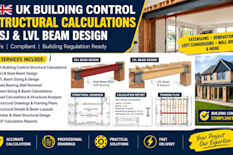provide UK building control structural calculations, rsj and lvl beam design