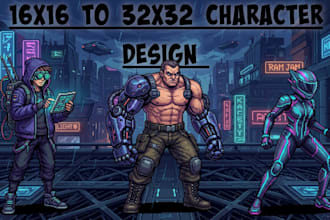 create high quality 16x16 to 32x32 pixel art character sprite sheets for games