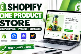 build a shopify one product dropshipping store, landing page with pagefly or gem