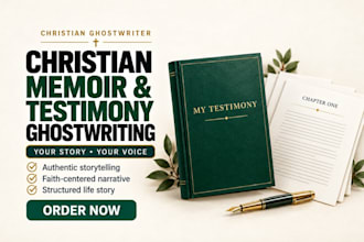 ghostwrite your christian memoir, testimony book, autobiography, and life story