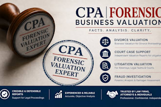 do cpa forensic business valuation for divorce, court case, litigation and fraud