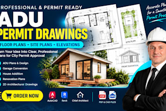 create adu permit drawings, plans, floor plans and city permit blueprints