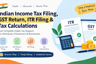 do indian income tax filing, gst return, itr filing, and tax calculations