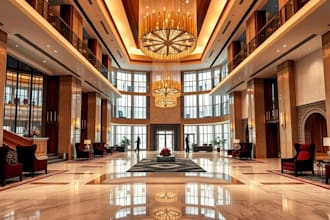 design luxury 3d hotel lobbyinterior design with photorealistic rendering