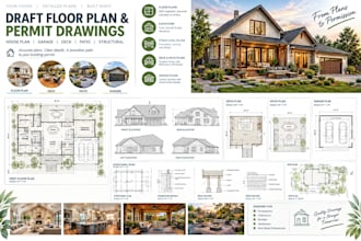 draft floor plan structural permit house plan patio garage deck drawing