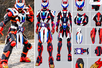 create wearable anime cosplay armor, 3d printed weapons, pepakura and video game