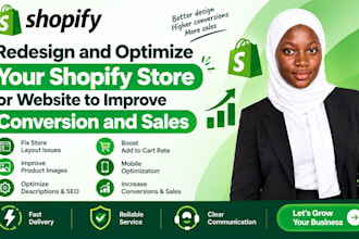 redesign and optimize your shopify store or website to improve conversion and u