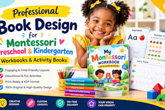 create montessori preschool kindergarten workbook and activity book designs
