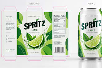 prepare food and beverage packaging dielines, print ready artwork for production