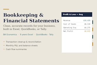 cleanup your bookkeeping and prepare  financial statements