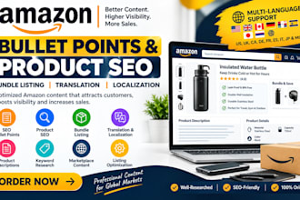 amazon bullet point writing product seo bundle listing translation localization
