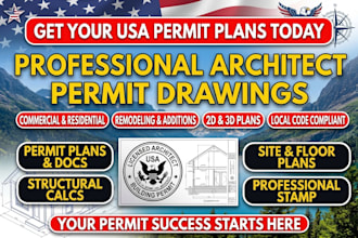 be your architect building permit drawing architect for your blueprints  in USA