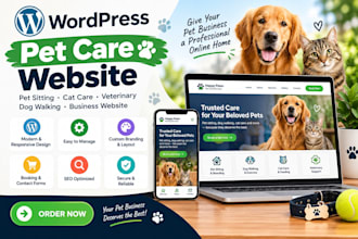wordpress website pet sitting cat care veterinary dog walking business website