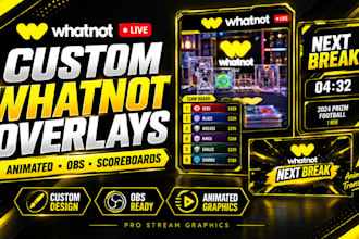 design custom whatnot overlays, scoreboards and animated transitions
