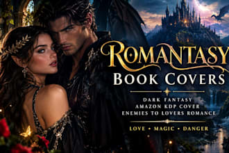 design a contemporary romantasy book cover for KDP fantasy romance kindle cover