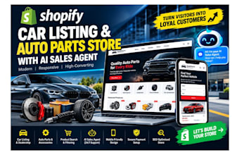 design car listing shopify store auto part website with ai sales agent