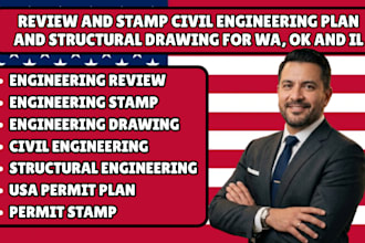 review and stamp civil engineering plan and structural drawing for wa, ok and il