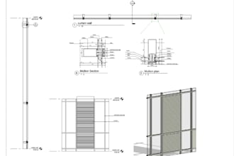 produce shop drawing for glass facade, wall cladding, curtain wall system design