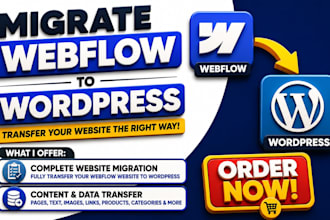 migrate move webflow to wordpress  transfer webflow website to wordpress website