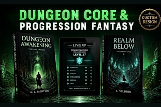 design a dungeon core or progression fantasy book cover