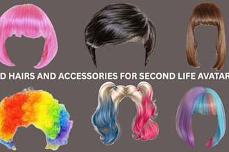 create custom 3d hair, hairstyles, wigs, and accessories for second life avatar