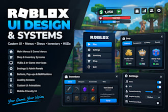 code custom roblox UI systems, menus, shops, inventory, huds