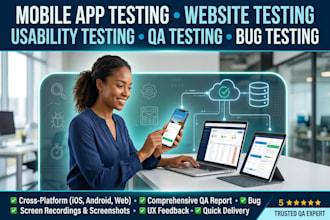 do mobile app testing, website testing, qa testing and usability, bug