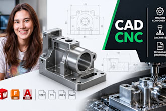 design industrial machine component cad, cnc parts and technical manufacturing
