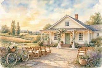 draw house illustration watercolor style