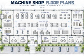 design machine shop floor plans industrial manufacturing blueprint cad