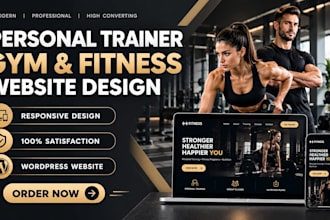 design gym fitness yoga sports wellness nutrition hiit online coaching website