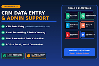 do CRM data entry, data cleaning and excel formatting