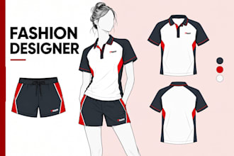 fashion cloth techpack,polo shirt technical sketch,fabric print info spec sheet