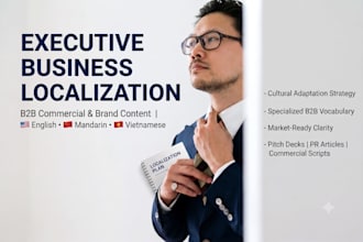 create, localize and refine commercial brand messaging in en, cn, vn