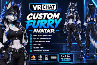 do custom vrchat furry avatar fursona facial rig 3d model vrc anime nsfw avatar